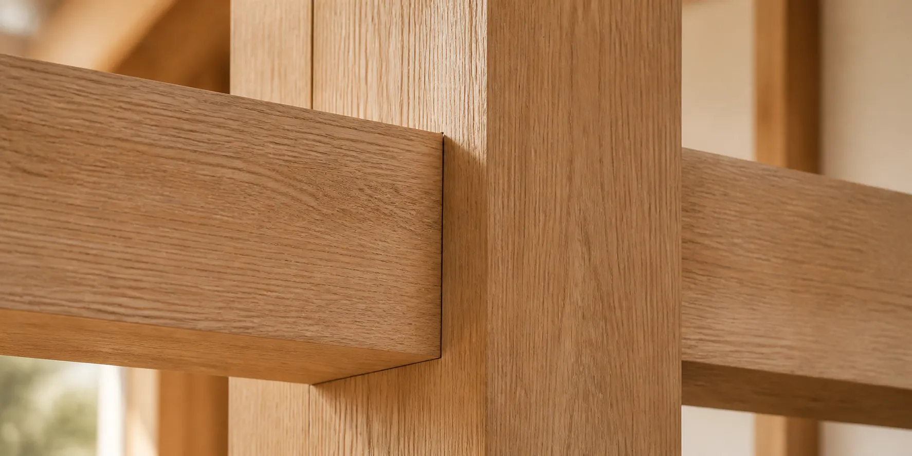 Architectural timber post and beam joinery detail