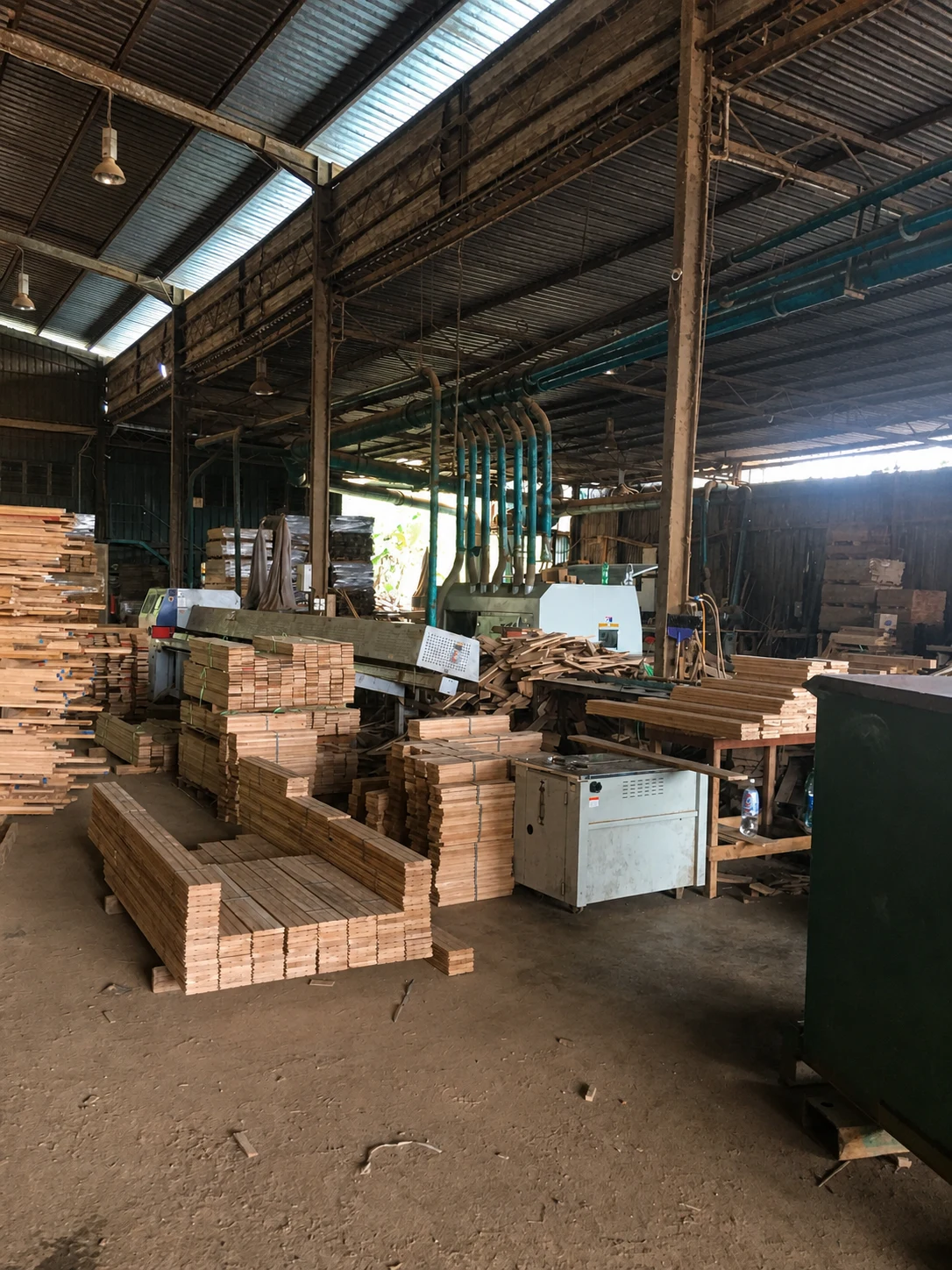 Prepared timber sections inside the Imperium Materials workshop